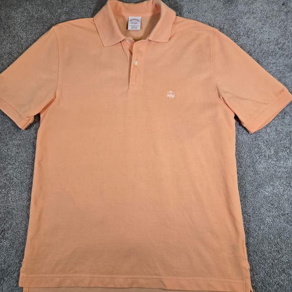 Brooks Brothers Mens Short Sleeve Performance Polo Solid Coral Small Gold Fleece - Picture 2 of 9